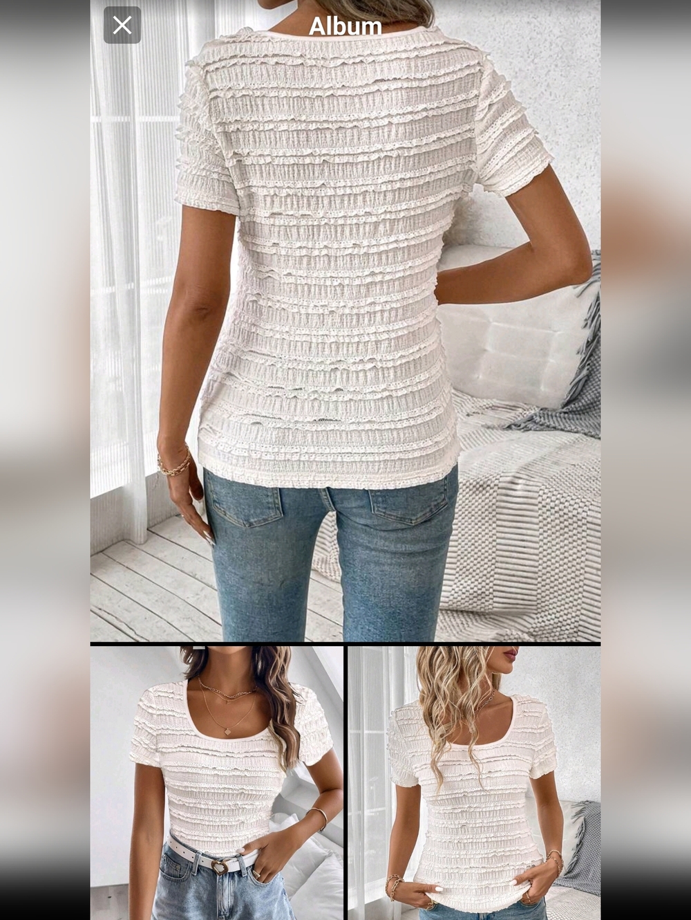 New Two Shirts Pink Ruffle Top, Cream Ruffle T-shirt Perfect For Spring! - Picture 11 of 12
